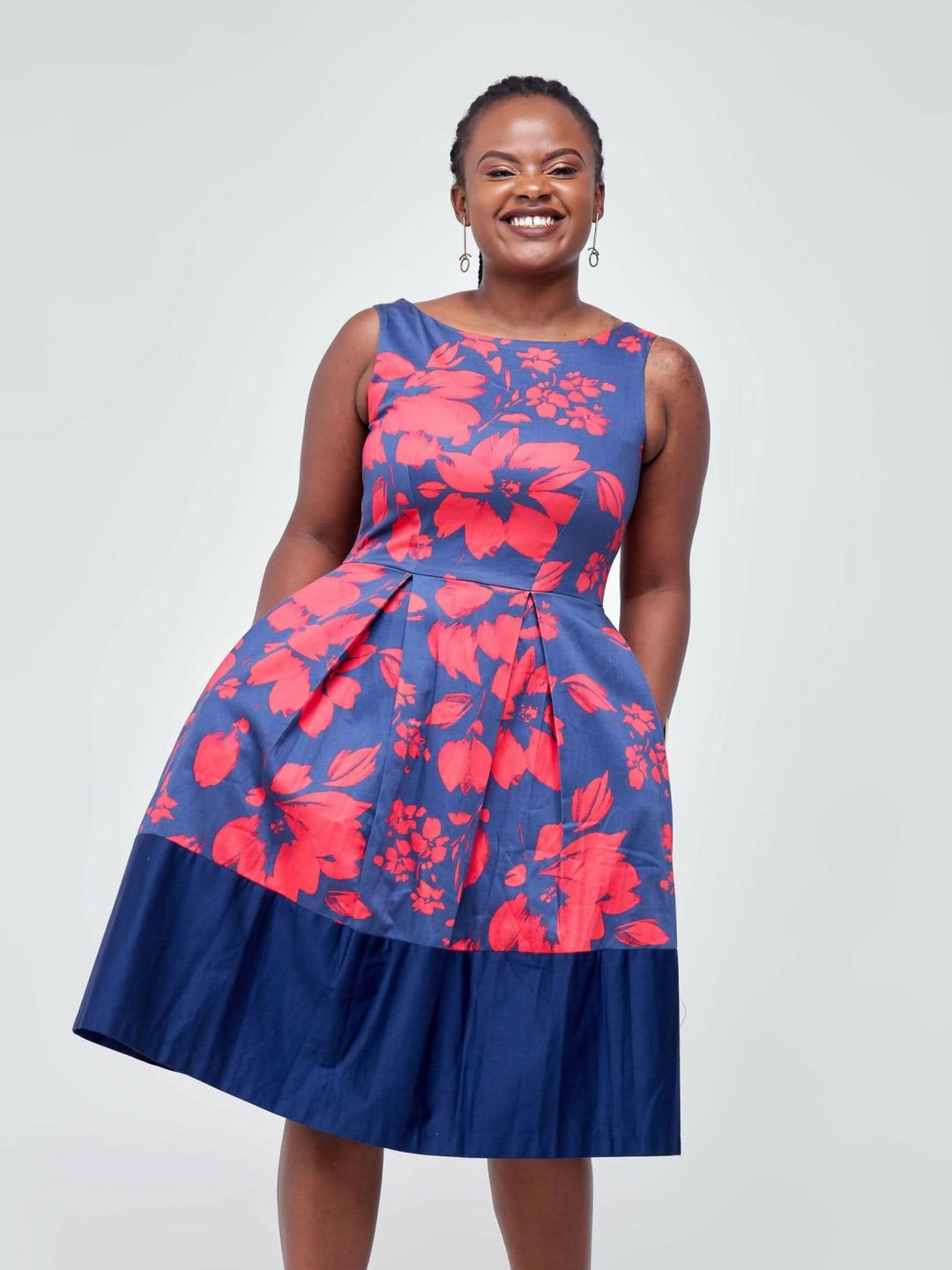 The Fashion Frenzy Cotton Skater – Navy / Red - Shop Zetu Kenya