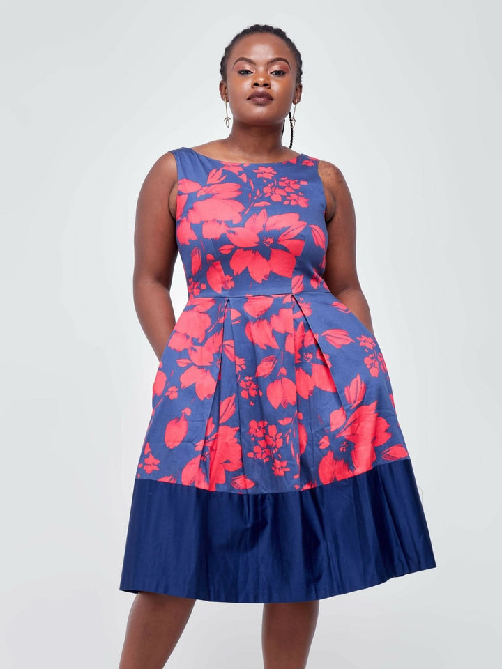The Fashion Frenzy Cotton Skater – Navy / Red - Shop Zetu Kenya
