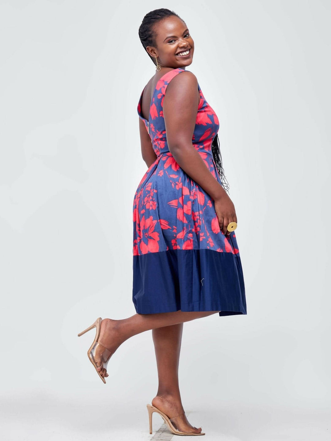The Fashion Frenzy Cotton Skater – Navy / Red - Shop Zetu Kenya