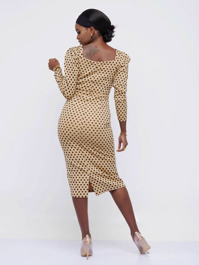 The Fashion Frenzy Polka Bodycon - Khaki - Shop Zetu Kenya