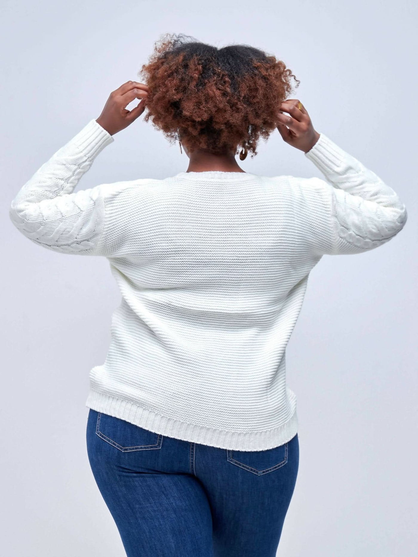 The Fashion Frenzy Round Neck Pullover - White - Shopzetu