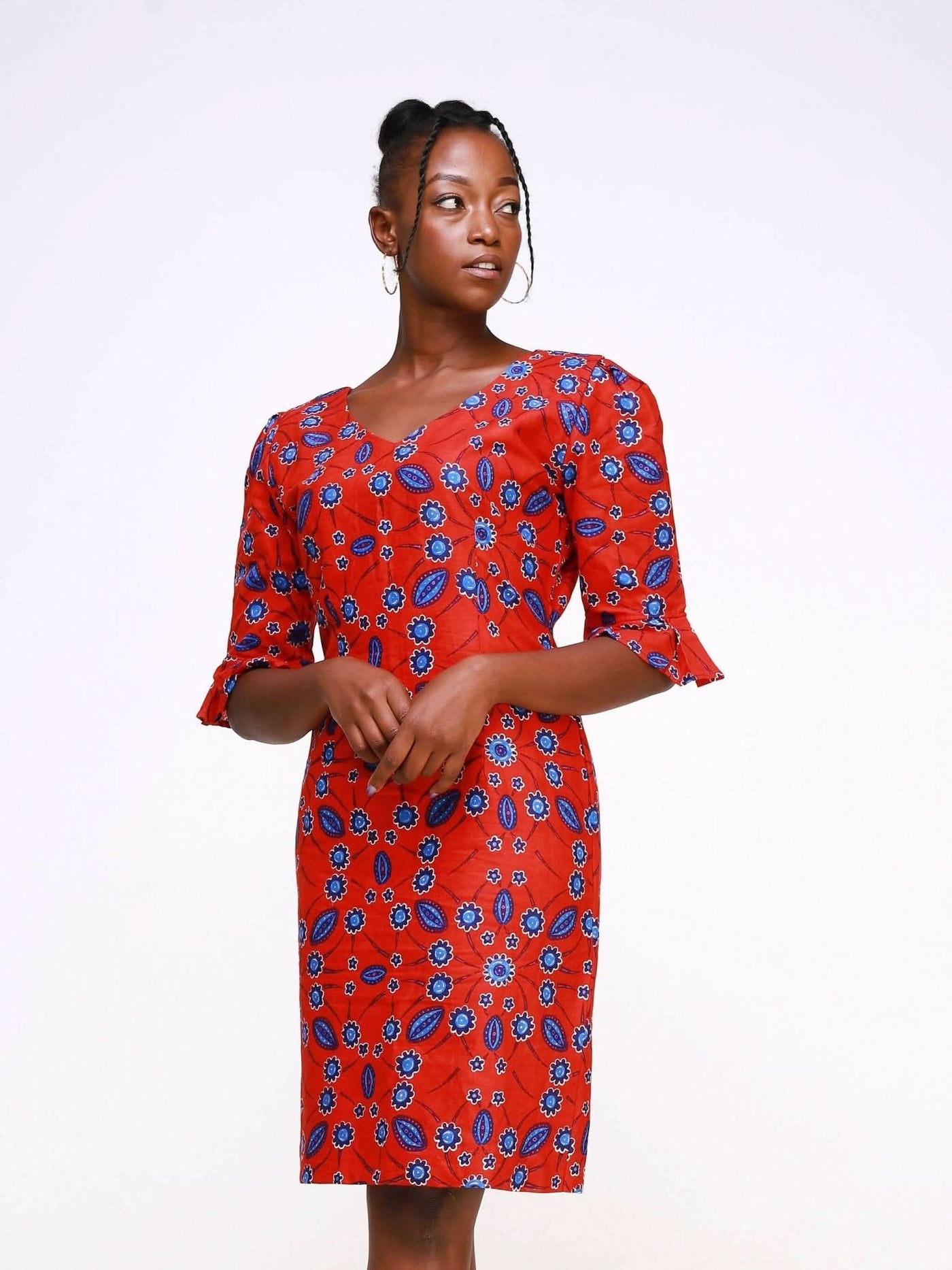 Ancestral House Africa Inspired Uwa Loose Dress - Red - Shopzetu