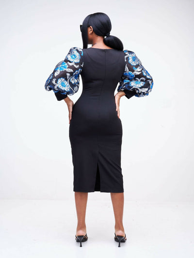 The Fashion Frenzy Puff Sleeves Dress - Black - Shopzetu