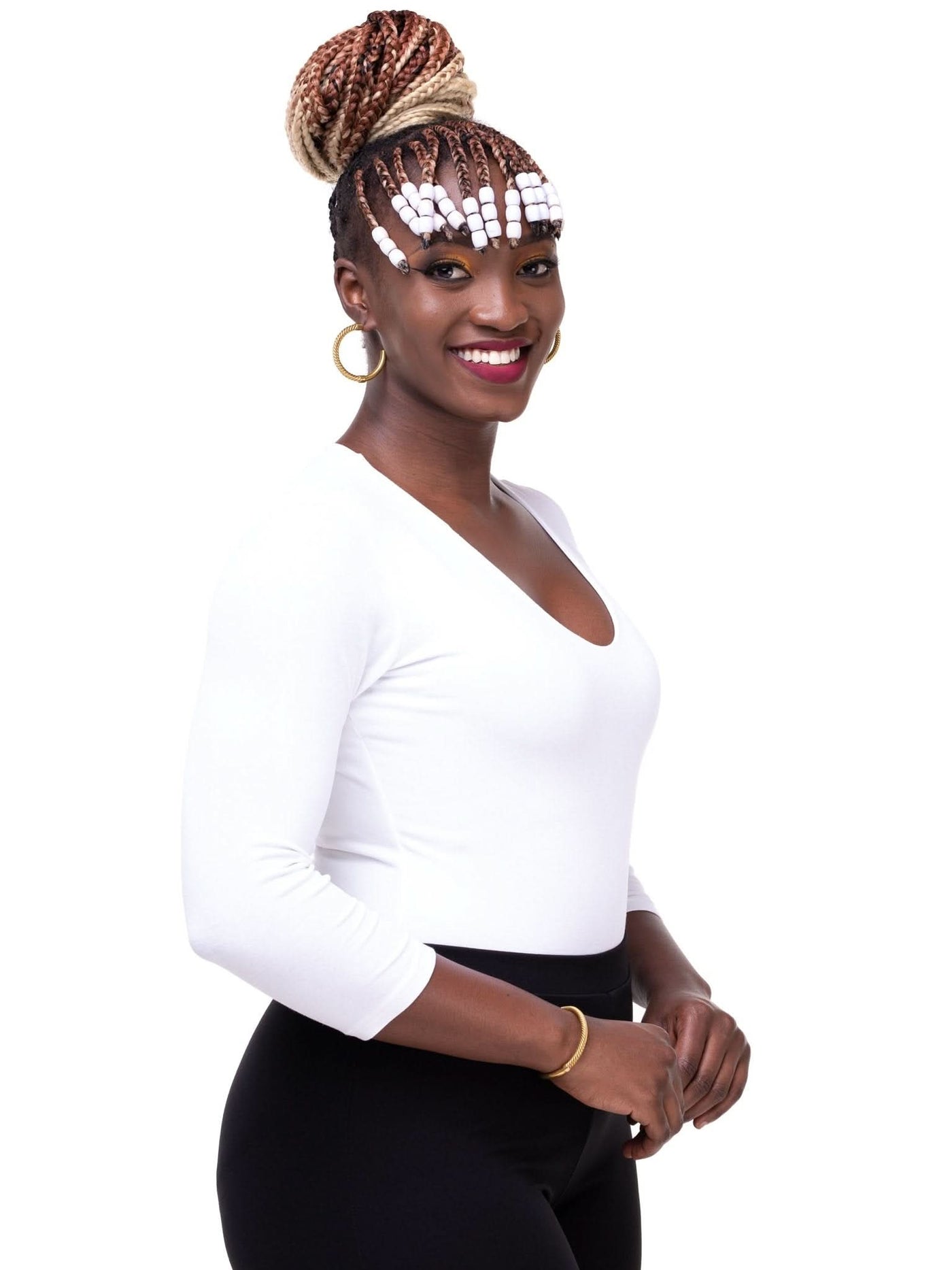 Vivo Basic 3/4 Sleeved Double Layered Bodysuit - White - Shop Zetu Kenya