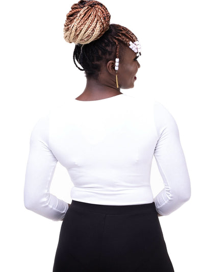 Vivo Basic 3/4 Sleeved Double Layered Bodysuit - White - Shop Zetu Kenya