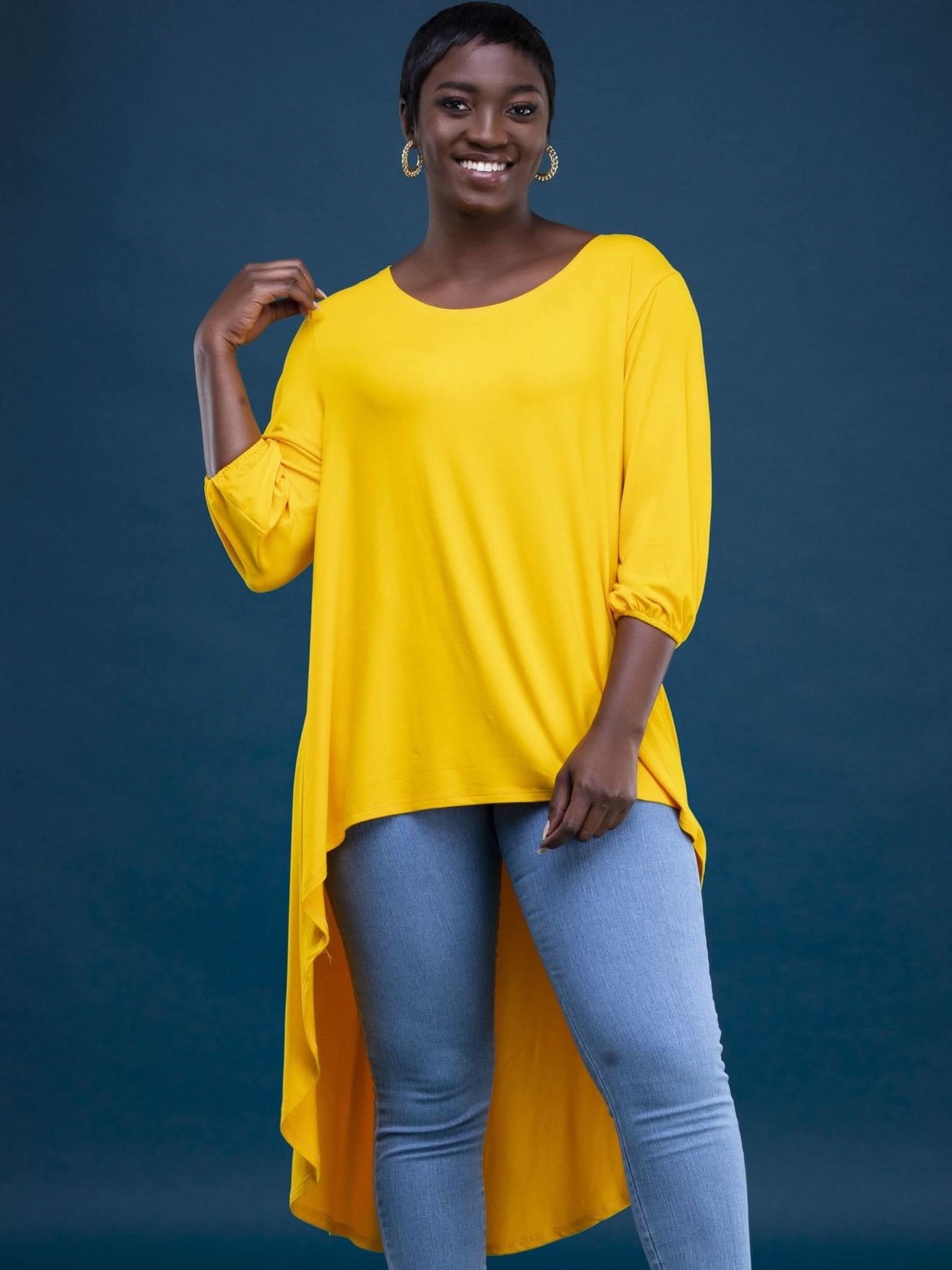 Vivo Basic Nalia High Low Jersey Top - Yellow - Shop Zetu Kenya