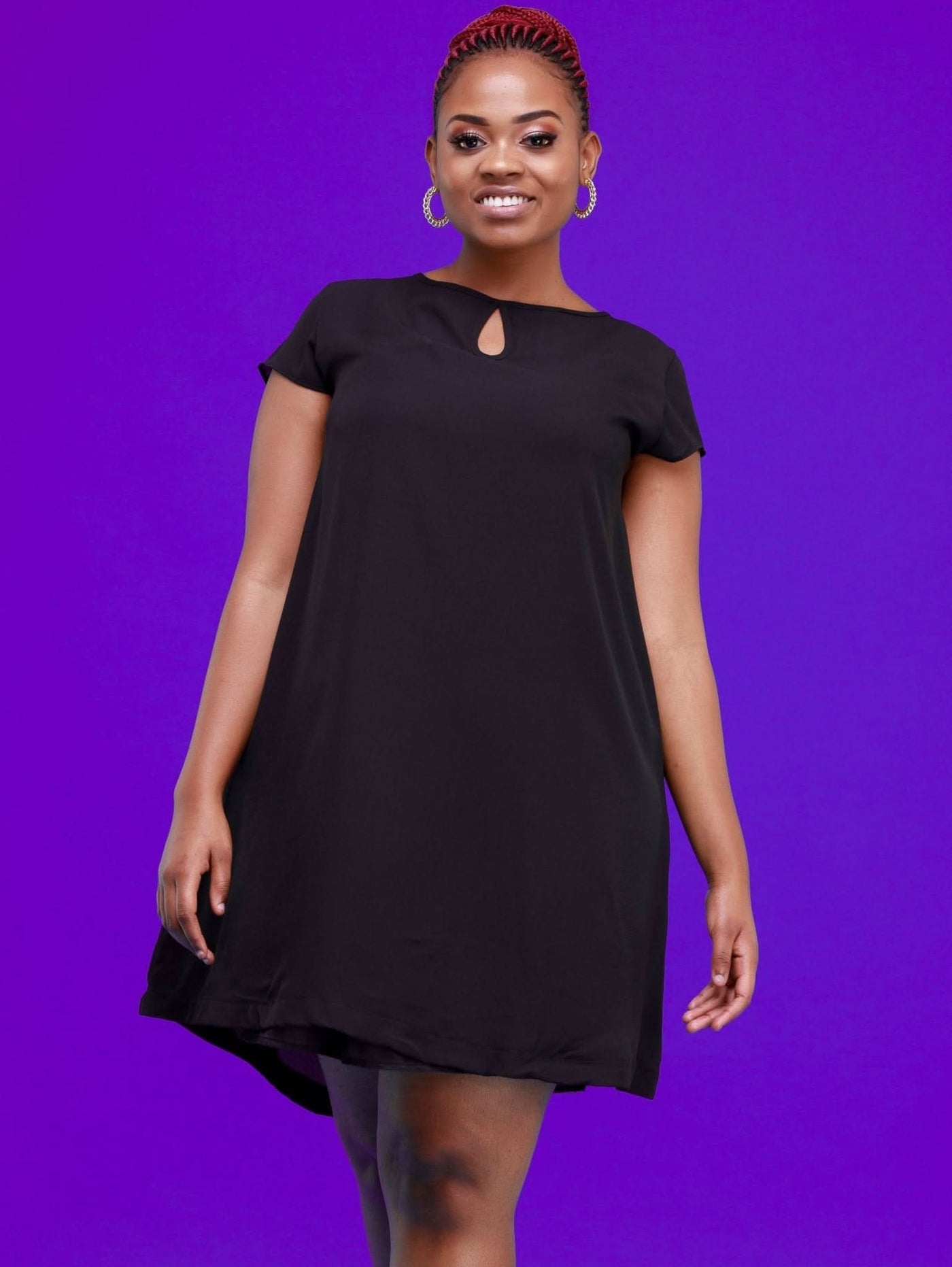 Vivo Sierra Cap Sleeve Tent Chiffon Dress - Black - Shop Zetu Kenya