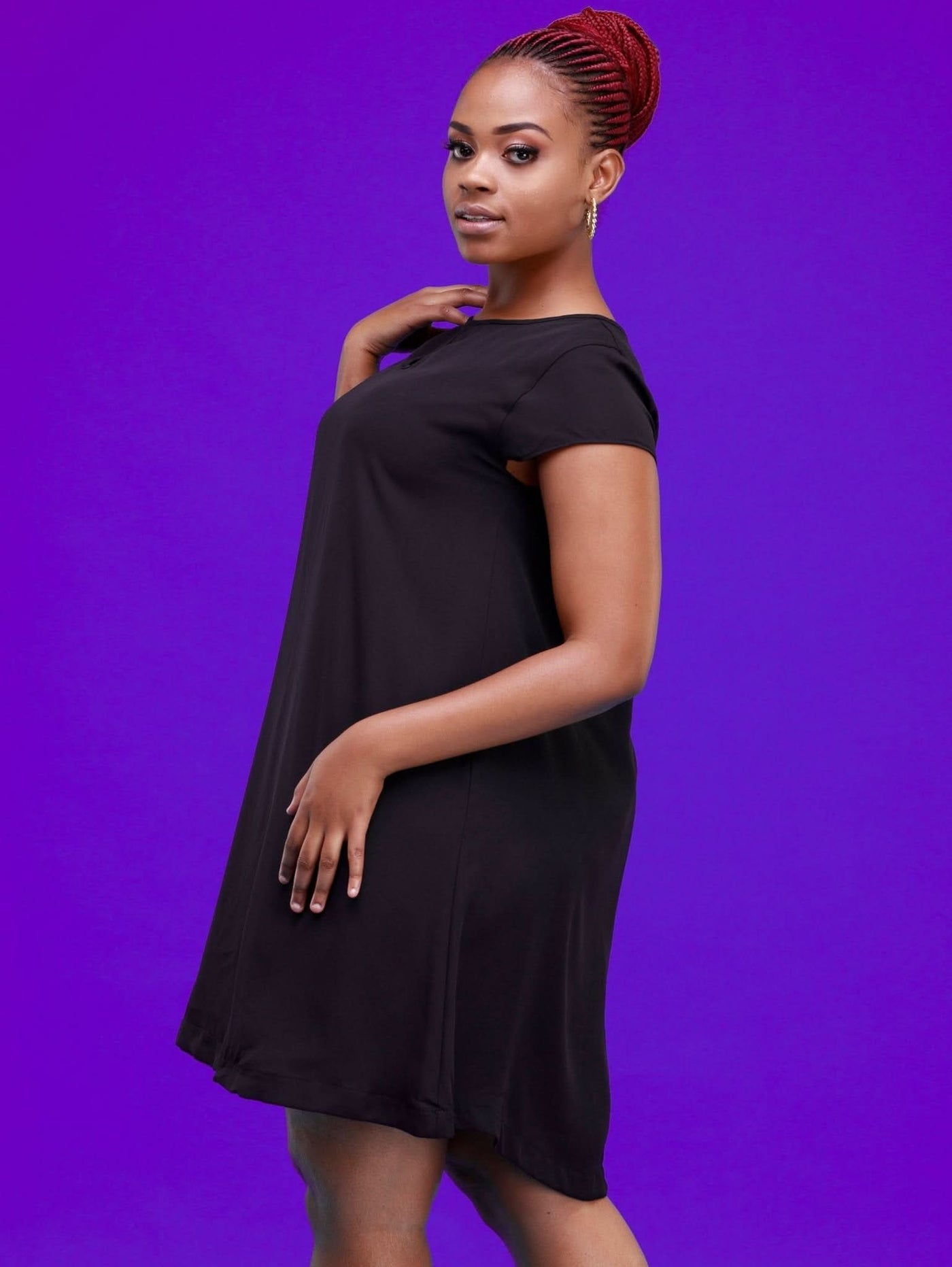Vivo Sierra Cap Sleeve Tent Chiffon Dress - Black - Shop Zetu Kenya