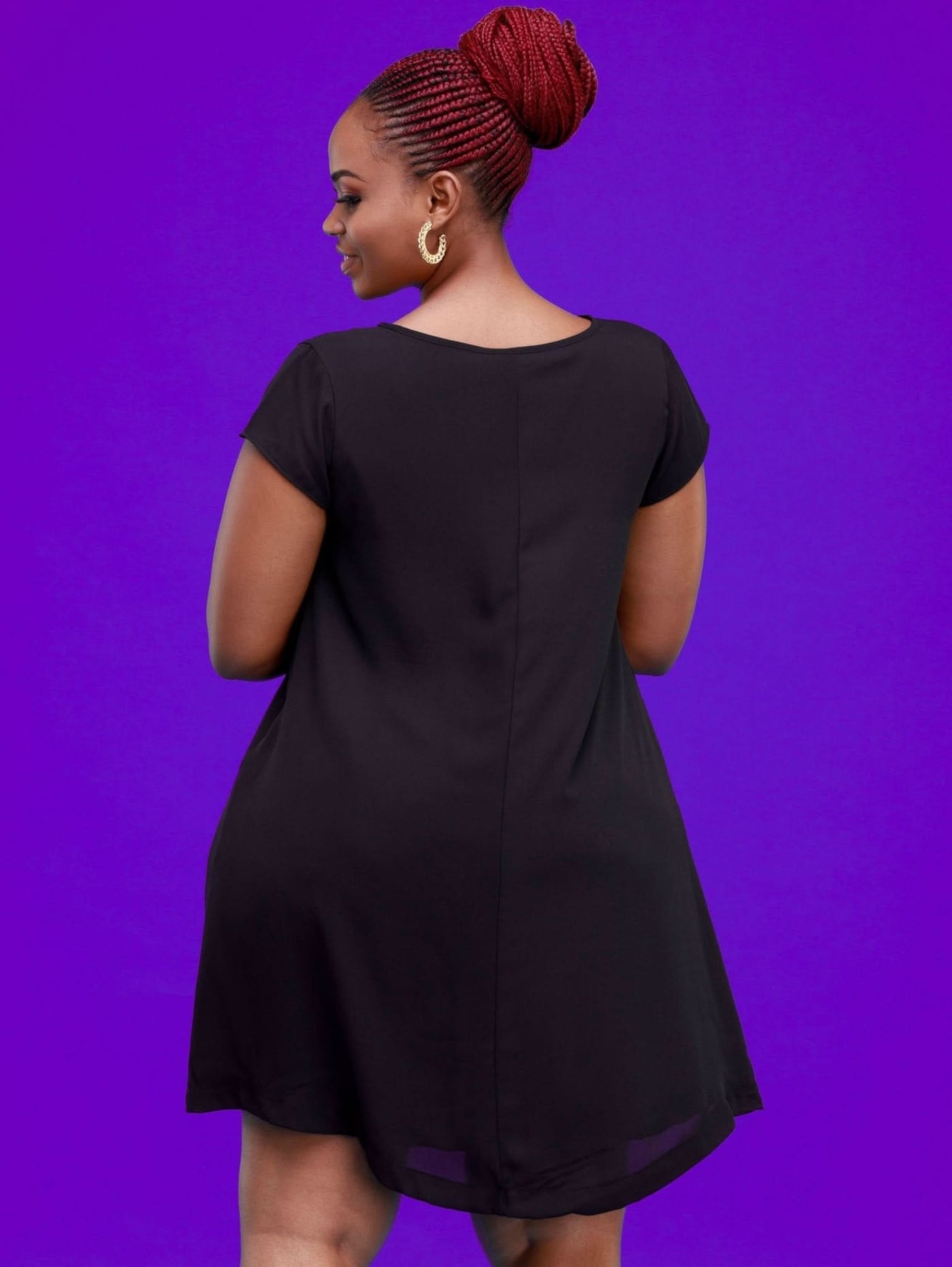 Vivo Sierra Cap Sleeve Tent Chiffon Dress - Black - Shop Zetu Kenya