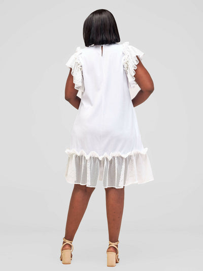 Mariste Shakira Shift Dress - White - Shopzetu