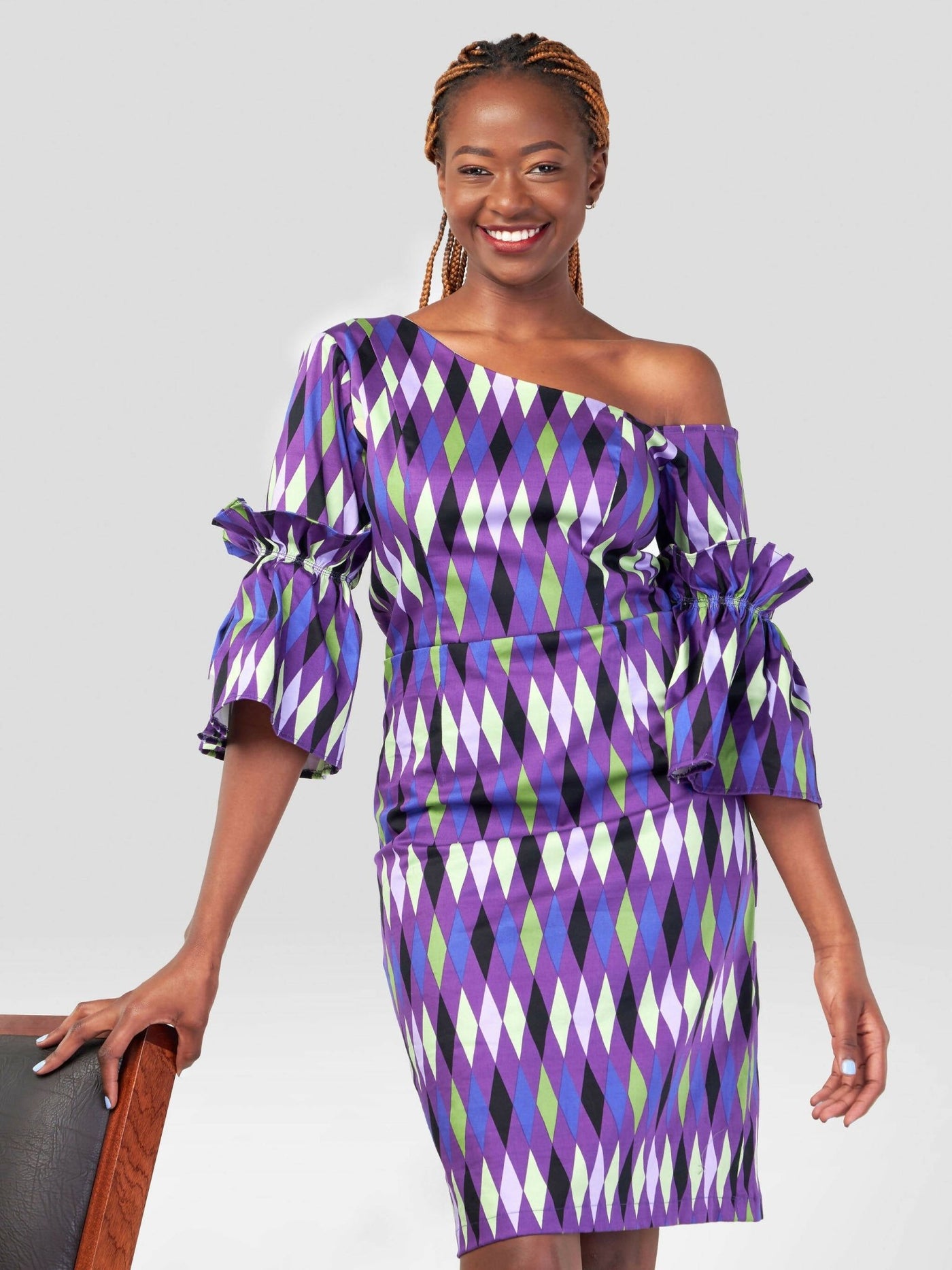 Gravio Fashions Purple Rain Ankara Dress - Multicolored - Shopzetu