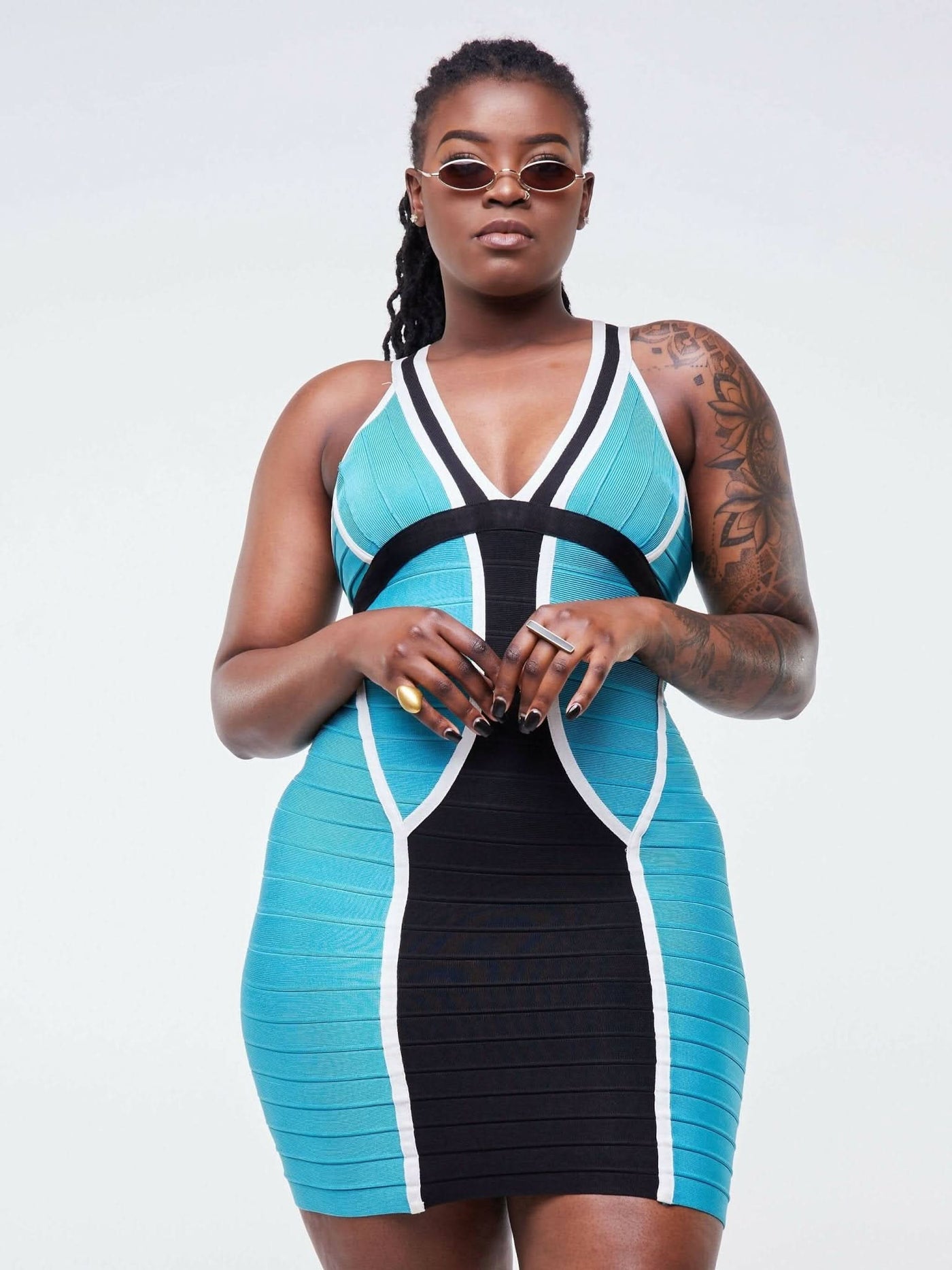 Zola Tamera Bandage Dress - Blue - Shopzetu