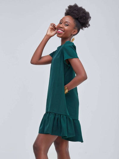 Zia Africa "Malindi" Ruffle Dress - Emerald - Shopzetu