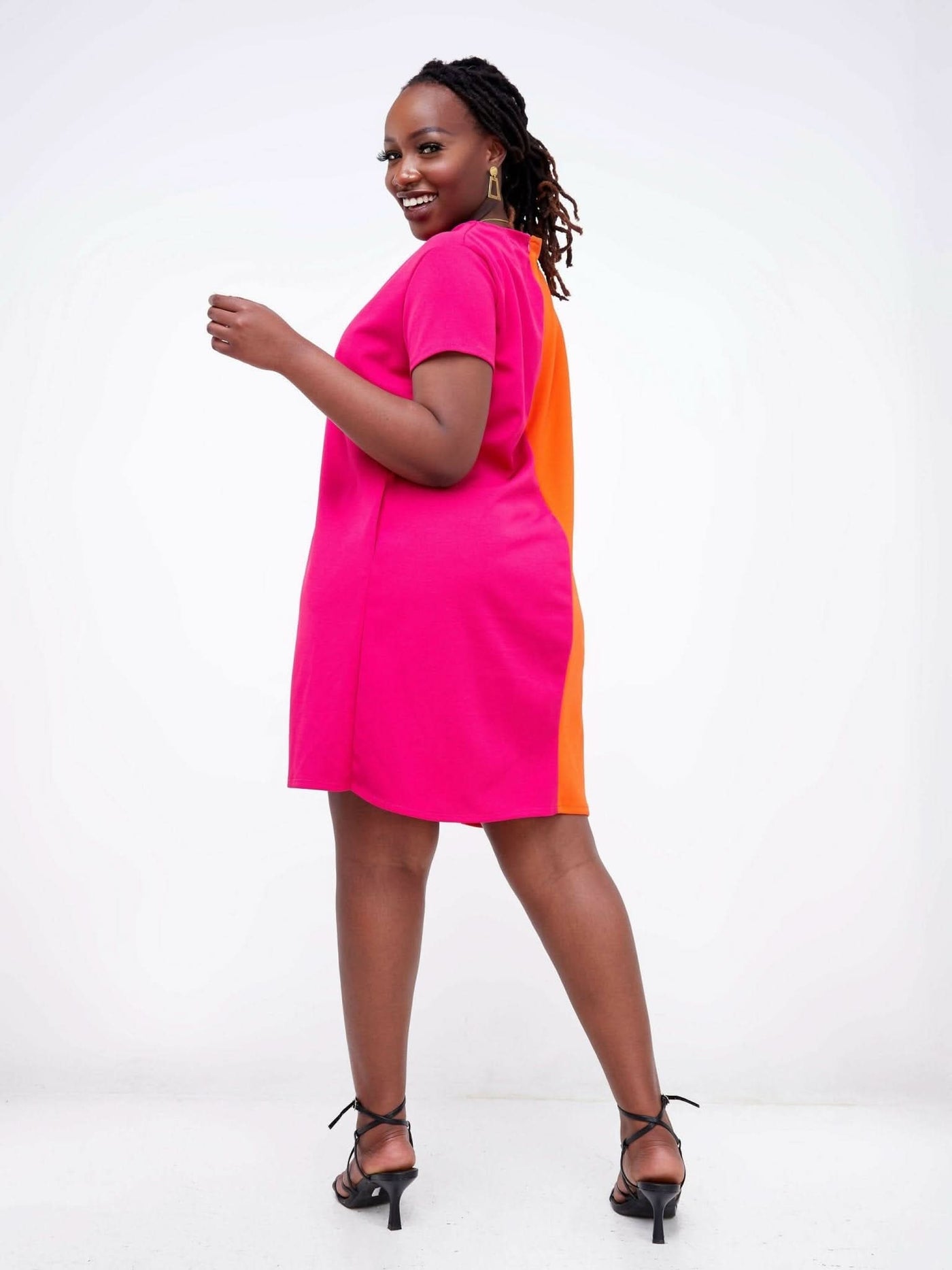 Zia Africa "Pretty Girl Summer" Two Tone Dress - Pink / Orange - Shopzetu