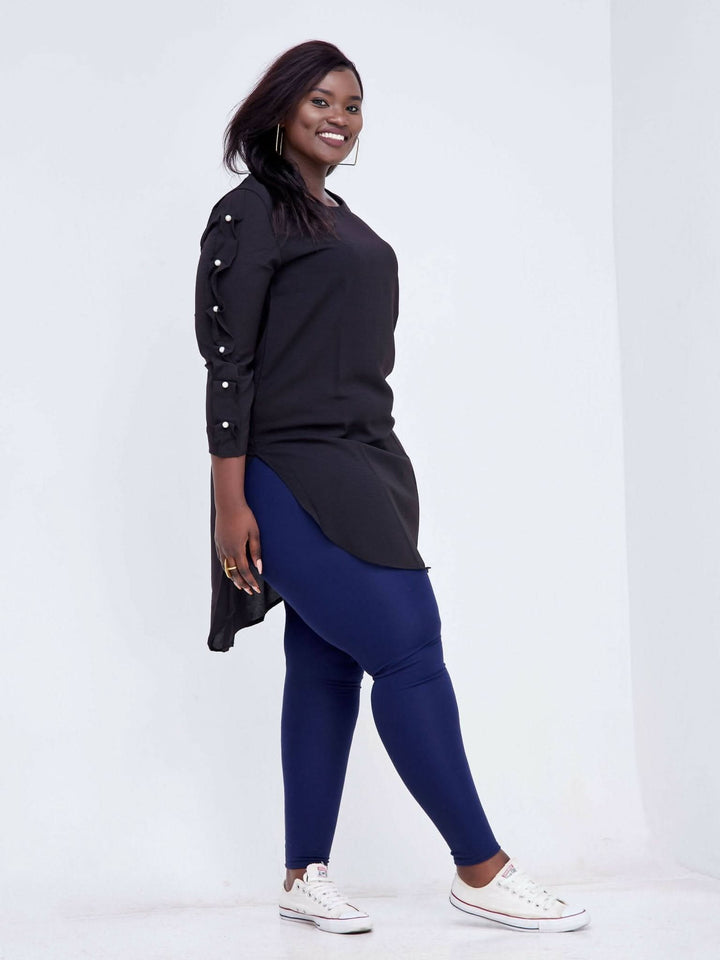 Zola Black Pearl High-low Shirt Dress - Black - Shop Zetu Kenya