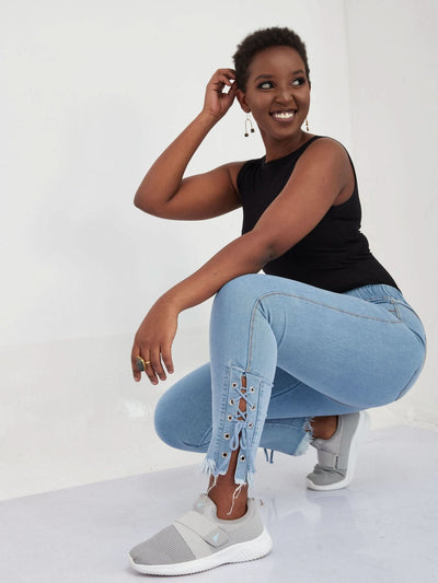 Zola Light Blue Rugged Jeans (String) - Blue - Shop Zetu Kenya