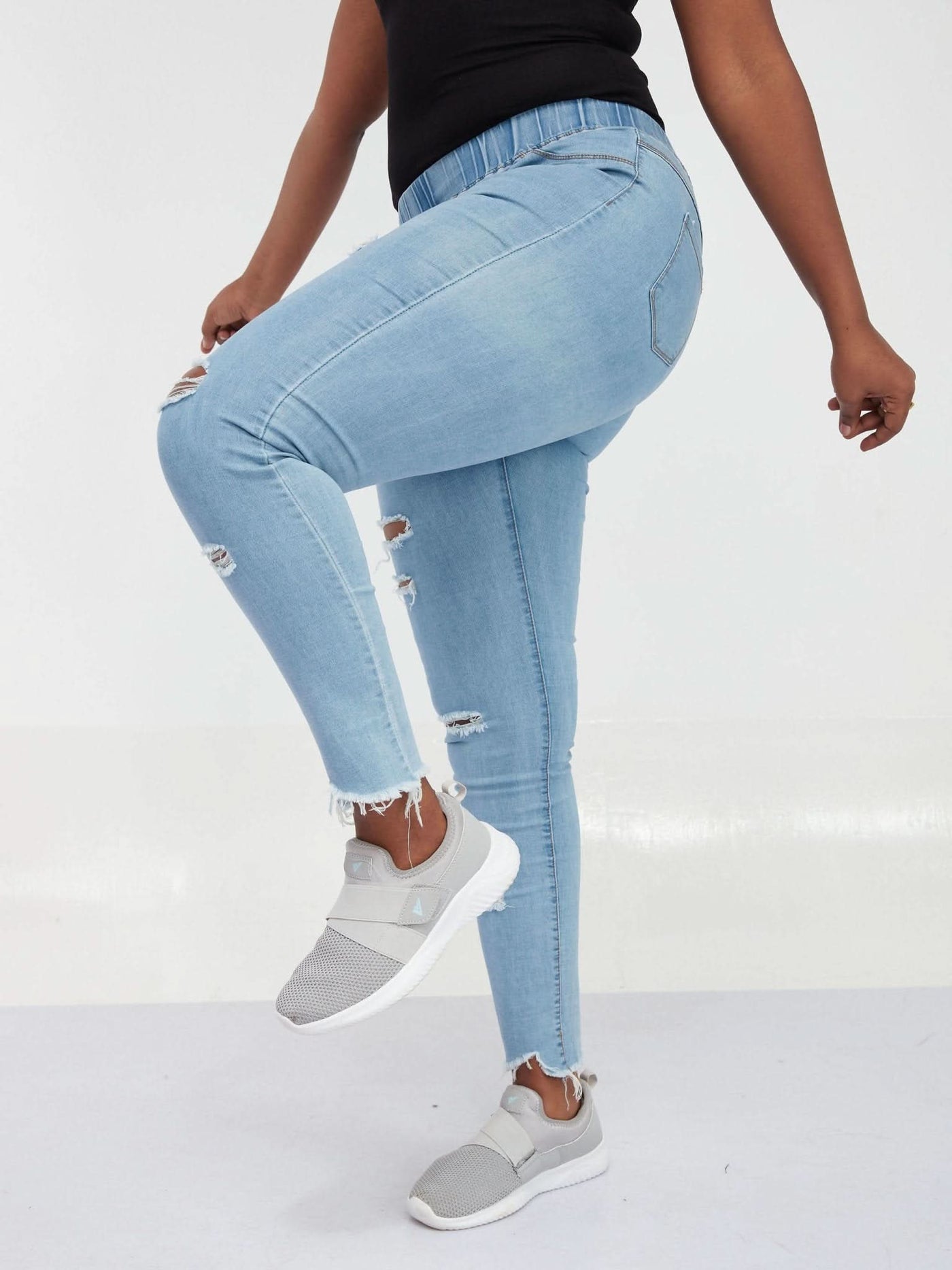 Zola Light Blue Rugged (No String) Jeans - Blue - Shop Zetu Kenya