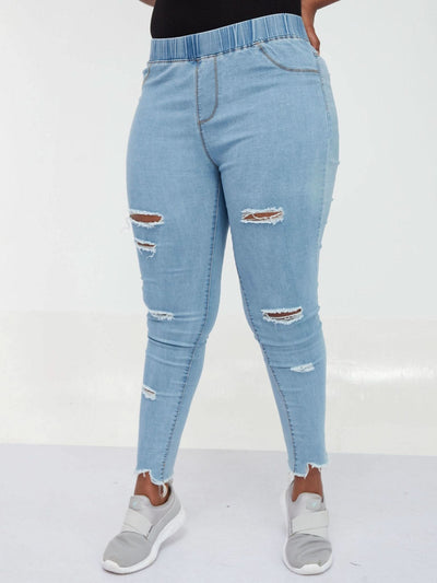 Zola Light Blue Rugged (No String) Jeans - Blue - Shop Zetu Kenya