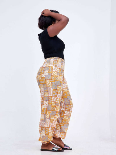 Zola Orange Tribal Print Pants - Orange / Grey - Shop Zetu Kenya