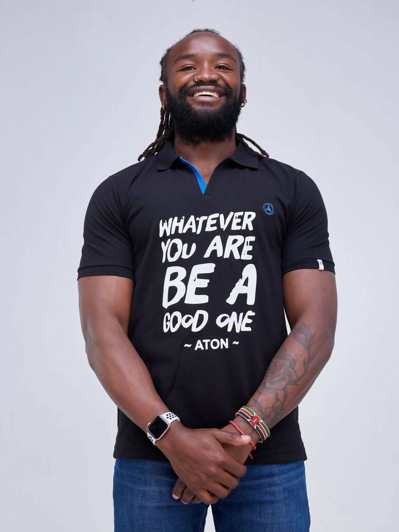 Zola Printed Polo T-shirt - Black - Shop Zetu Kenya