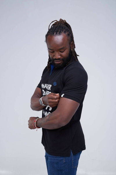 Zola Printed Polo T-shirt - Black - Shop Zetu Kenya