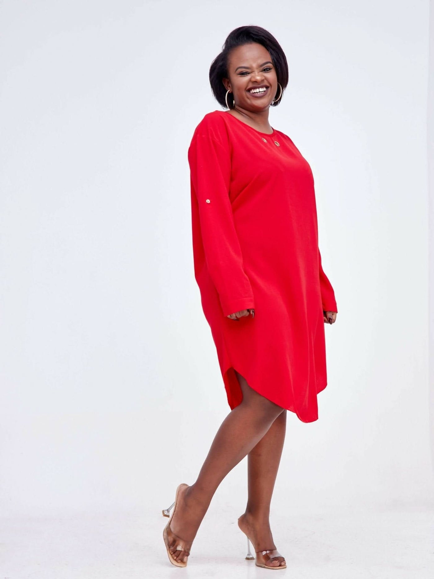 Free Dress Long Sleeve - Red - Shopzetu